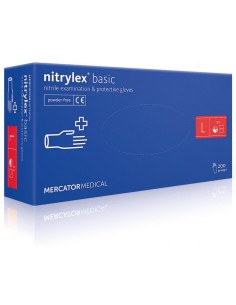 Перчатки нитриловые смотровые, нестерильные неприпудренные, синие, 100 шт./уп., размер L, NITRYLEX BASIC