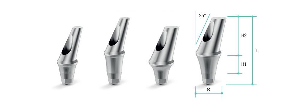 Угловой титановый абатмент Bauers, 25 град 5.5х4.5