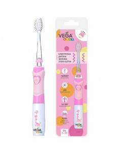 Электрическая зубная щетка Vega Kids VK-400P LIGHT-UP, розовая 9VK-400P)